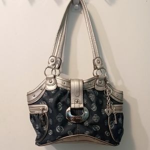 NWOT Genna DeRossi Denim & Silver Tote Bag